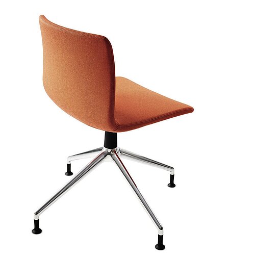 pep chair, cut-out, rear side view, orange upholstery with four-leg base