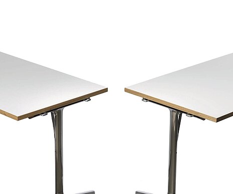 mAx table, cut-out, separated tabletops with metal legs
