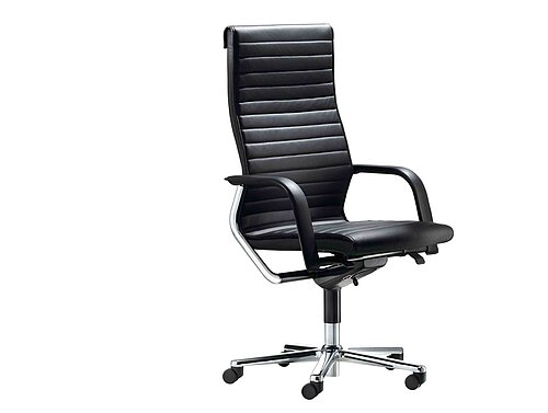 FS Linie chair, cut-out, front view, black leather