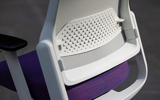 ME swivel chair, cut-out, rear view, mesh backrest with lumbar support