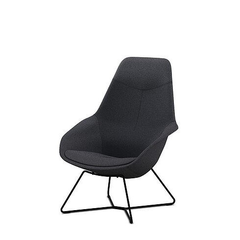 Yonda Lounge chair, cut-out, front view, dark grey upholstery
