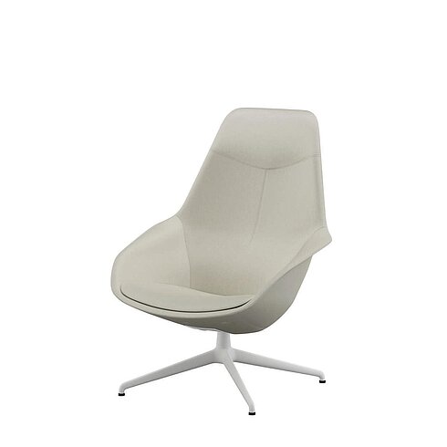 Yonda Lounge chair, cut-out, front three-quarter view, light upholstery