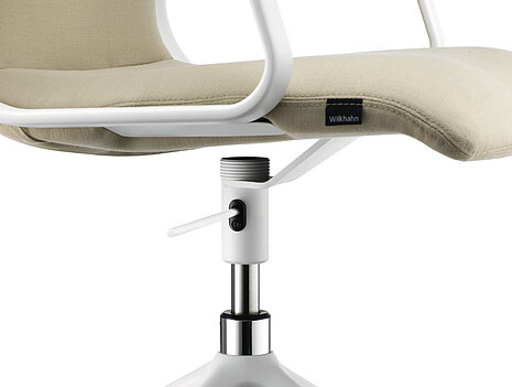 Decide Office chair, cut-out, detail view of seat height adjustment and base
