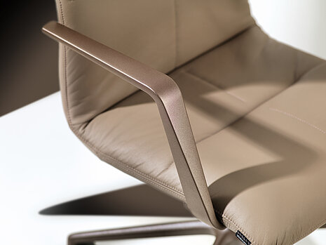 decide mocca office chair, cut-out, armrest detail, metal frame