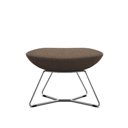 Yonda Lounge ottoman, cut-out, front view, brown fabric with metal base