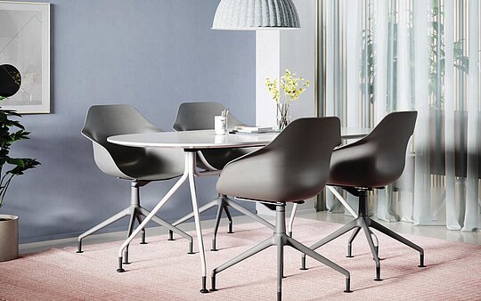 Yonda swivel chairs in meeting room, round table scene