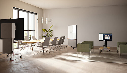 Confair Next in modern meeting room, workshop and presentation setup