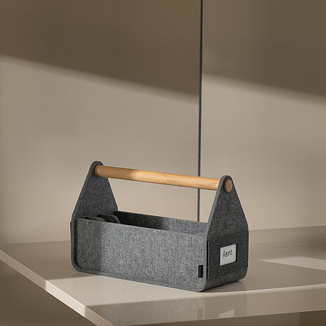 Confair Next felt organizer with wooden handle on table in modern office