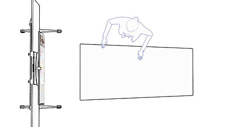 An illustration of how to use the Tametable Lift in a virtual meeting, for example.
