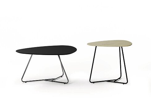Yonda Lounge side tables, cut-out, two sizes, black and light top