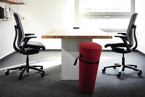 AT swivel chairs in private office, meeting setup with two chairs and table